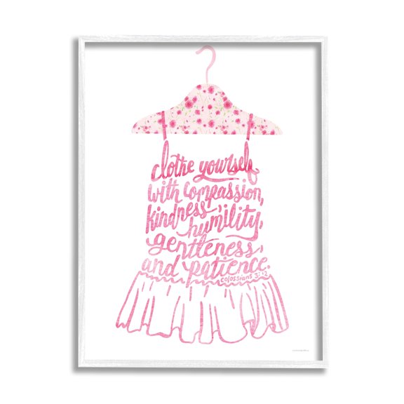 Stupell Industries Pink Stylish Uplifting Quote Religious Verse Calligraphy Graphic Art White Framed Art Print Wall Art, Design by Kamdon Kreations