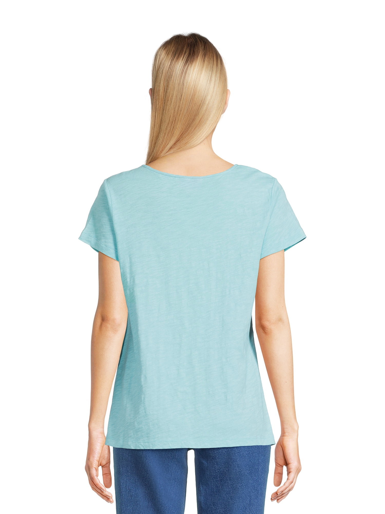 RealSize Women's Sharkbite Hem Tee with Short Sleeves, Sizes XS-XXXL