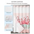 thumbnail image 2 of No Hook Cloth Fabric Shower Curtain with Snap in Liner, Pink Flamingo Waterproof Shower Curtains Set with See Through Top Window, Summer Tropical Flamingo Hawaii Animals Bath Curtains Shower 60"x72", 2 of 6