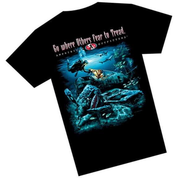 Amphibious Outfitters T-Shirt Sunken Plane  Fear to Tread Scuba Diving
