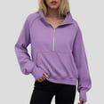 thumbnail image 2 of Ccpelsie Women's Fall Sweatshirts Long Sleeve Half Zip Comfort Pullover Winter Fashion Clothes(Purple,L), 2 of 6