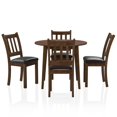 thumbnail image 3 of Furniture of America Comiga Wood 5-Piece Round Dining Table Set in Walnut, 3 of 7