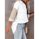 thumbnail image 5 of Minnieouse Abrigo de mujer Botón de bloque de color Camisa cálida Otoño Invierno Solapa de pana Prendas para la parte del cuerpo Blanco + Negro S, 5 of 6