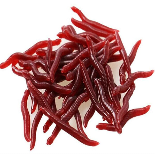 100pcs 4cm Long Artifical Red Worms EarthWorm Silicone Fishing Lures