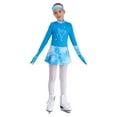 thumbnail image 3 of TSSOE Kids Girls Figure Ice Skating Dress with Gloves and Headband for Competition and Practice Dance Clothes Light Blue 12, 3 of 7