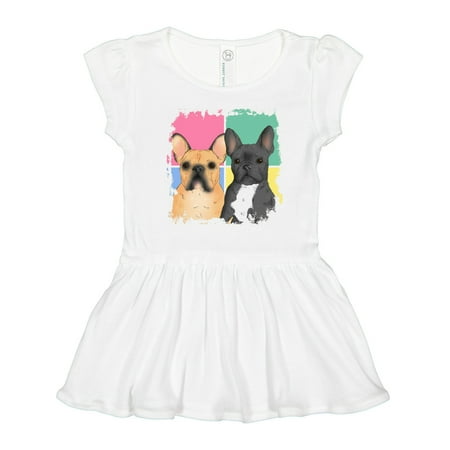 

Inktastic French Bulldogs with Colorful Grunge Background Gift Toddler Girl Dress