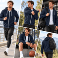 thumbnail image 5 of Men's Fleece Hooded Jacket Full Zip Long Sleeve Hoodie with Pockets Fall Winter Loose Zipper Sweatshirt Jacket, 5 of 8