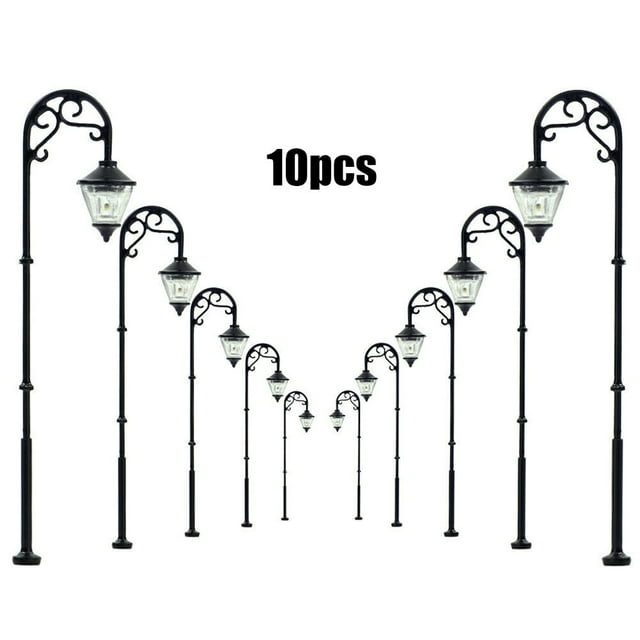 MYG 10 Pcs Lanternes de Parc à LED 1:87 Jauge H0 Lampes 63mm 3V Fabrication de Modèles Bonsaï