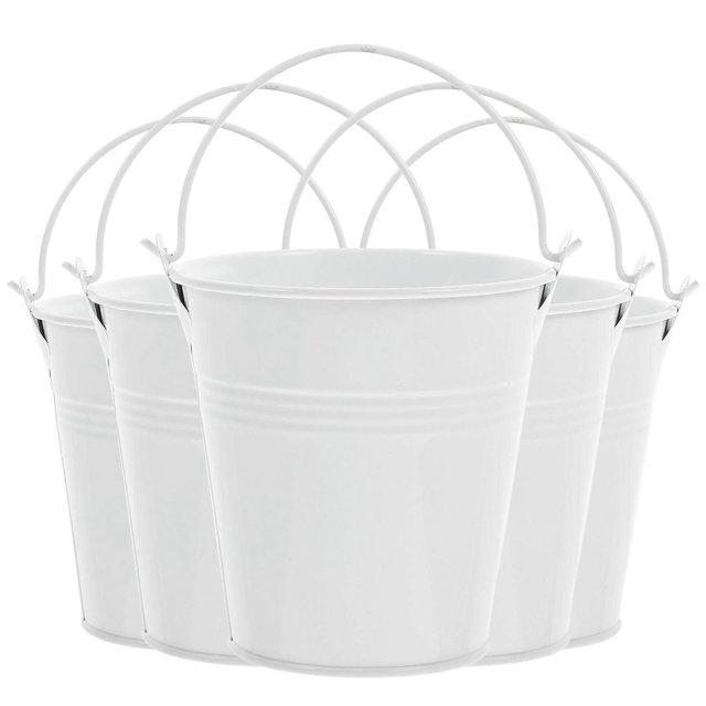 5Pcs Iron Flower Pot with Handle Small Garden Plant Pot Vase for Garden
