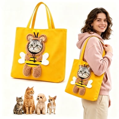 Cute Dew Head Shape Cat Bag, Canvas Pet Carrier Shoulder Bag for Small Dogs and cat.