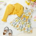 thumbnail image 2 of Younger Tree Baby Girl Fall Dresses Cardigan 2PCS Clothes Set Floral Print Sleeveless Sundress and Long Sleeve Coat Sets for 4-5T, 2 of 7