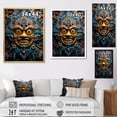 thumbnail image 4 of Designart "Gold Blue Mexico Vibrant Aztec Mask III" Mexico Floater Framed Canvas Print, 4 of 7