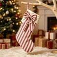 thumbnail image 5 of Velvet Christmas Stockings,18-Inch 2 Pack with Elegant Bows, Large Xmas Stocking Gift Holders for Fireplace Mantel, Christmas Tree, Door and Holiday Decor Red White Stripe & Green, 5 of 8