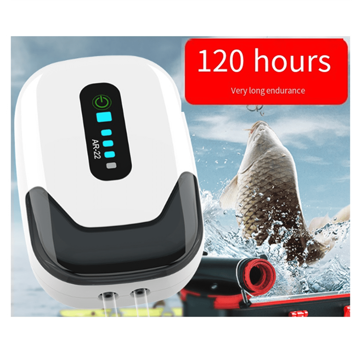 Waterproof Aquarium Oxygen Air Pump Fish Tank Air Compressor Aerator USB Rechargeable Ultra Silent Outdoor Fishing(AR22)