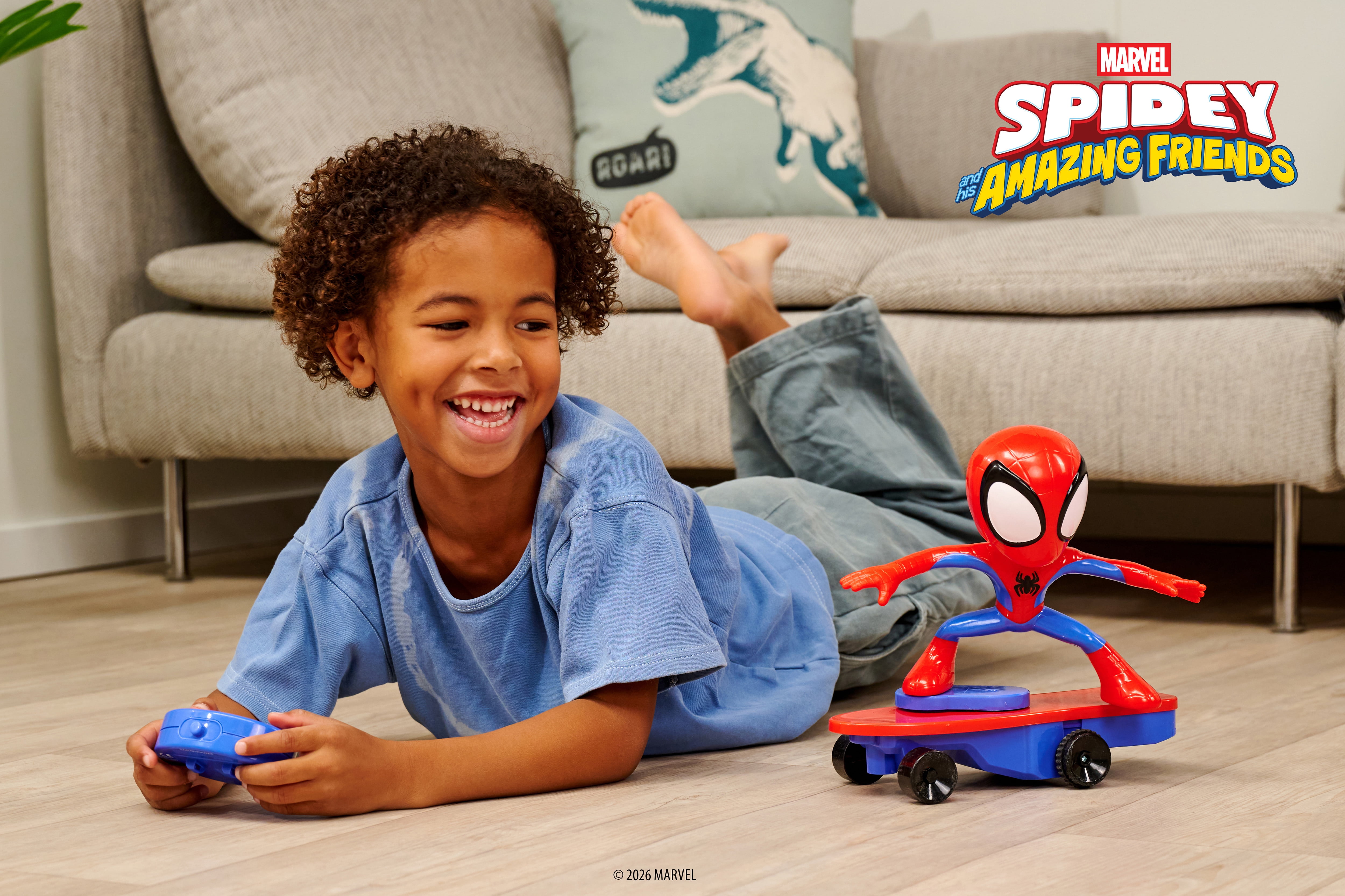 Marvel Spidey and His Amazing Friends RC Spider-Man Stunt Skateboard 9-Inch Remote Control Toy with Spinning Action by Jada Toys