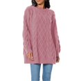 thumbnail image 4 of Women's Chunky Cable Knit Sweater Oversized Crewneck Cozy Soft Winter Pullover (Pink, S), 4 of 5