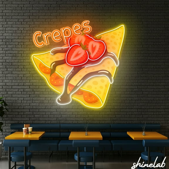 Shinelab Crepe Neon Sign for Dessert Shop Wall Decor and Cafe Sign, Sweet Wall Art Decor 15244