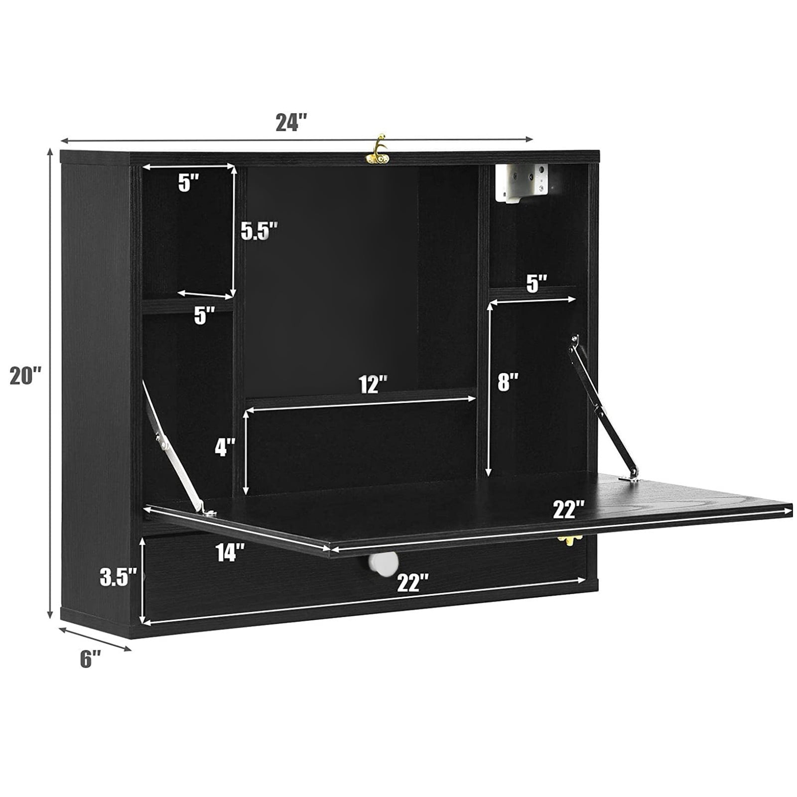 Buy MIARHB Wall Mounted Desk With Storage Shelves Home Computer Table