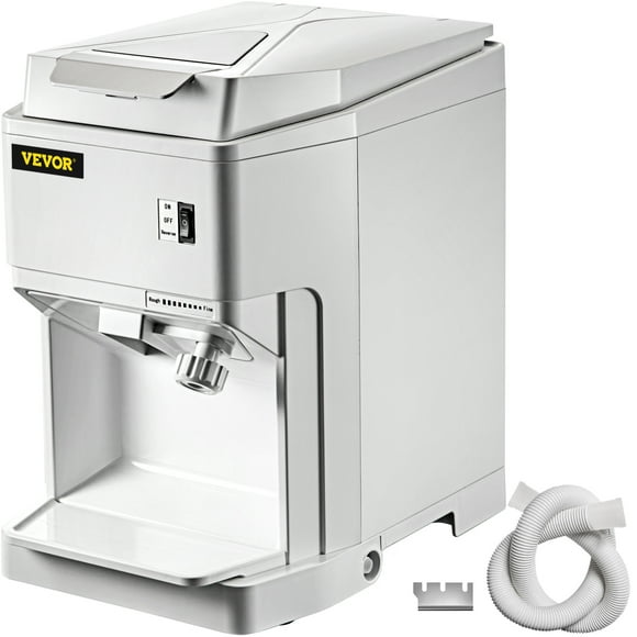 VEVOR Electric Shaved Ice Machine, 250W Ice Crusher with Adjustable Fineness, Commercial Use, White