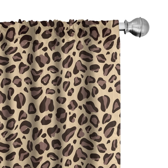 Ambesonne Leopard Curtains, Big Wild Animal Skin Print, Pair of 28"x95", Pale Peach Dark Brown