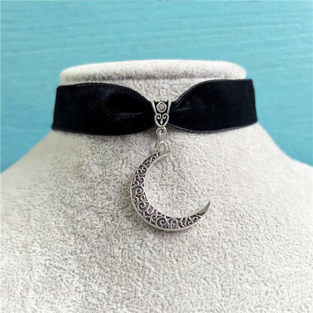 Collar Gargantilla vintage De Terciopelo Negro Artesanal Joyería Gótica Regalo De halloween