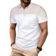 thumbnail image 1 of Camisetas de Manga Corta de los Hombres Casual Color Sólido Muesca Solapa Botón Arriba, Camiseta Transpirable para el Verano, 1 of 8