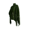 thumbnail image 3 of Biekopu Womens High Neck Long Sleeve Fringe Top Plus Size Tassel Ponchos Cape Cloak Coat Oversized Shawl Pullover Sweatshirt, 3 of 5