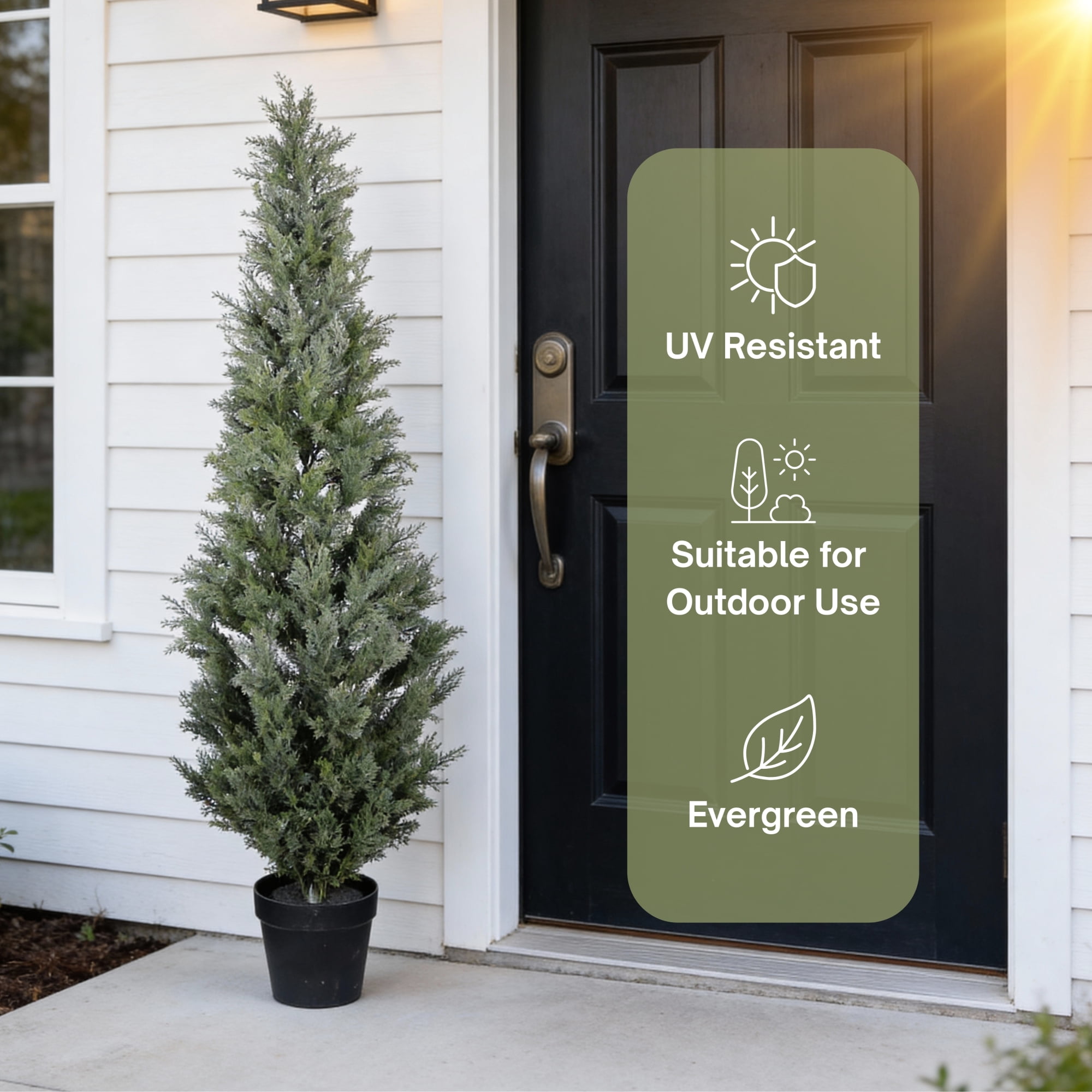 5FT Artificial Cypress Tree Tall Fake Topiary Cypress Tree Realistic Indoor Outdoor Plants for Home Decor Housewarming Gift