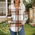 thumbnail image 2 of Enjoytime Women's Tops Patchwork V-Neck Long Sleeve Button Down Blouse Business Casual Work Shirts 2025 Fashion Clothing Brown L, 2 of 7