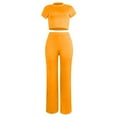thumbnail image 5 of Gaecuw Matching Sweat Sets for Women Womens Two Piece Pants Set Short Sleeve Pullover Floor Length Wide Leg Athletic Pants Crew Neck Crop Yoga Outfits Lace up Gym Sets Solid Sweat Suits with Pockets, 5 of 5