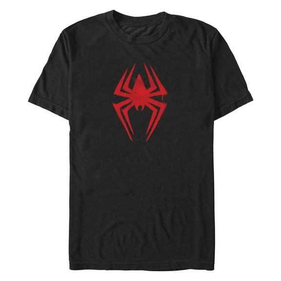 Men's Spider-Man: Across the Spider-Verse Spray Paint Spider Logo Graphic Tee Black Large