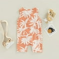 thumbnail image 5 of StylesILove Infant Baby Boys Girls Leaf Print Sleeveless Cotton Romper Unisex Toddler Tropical Jumpsuit Casual Summer Outfit (6 Months, Peach), 5 of 5
