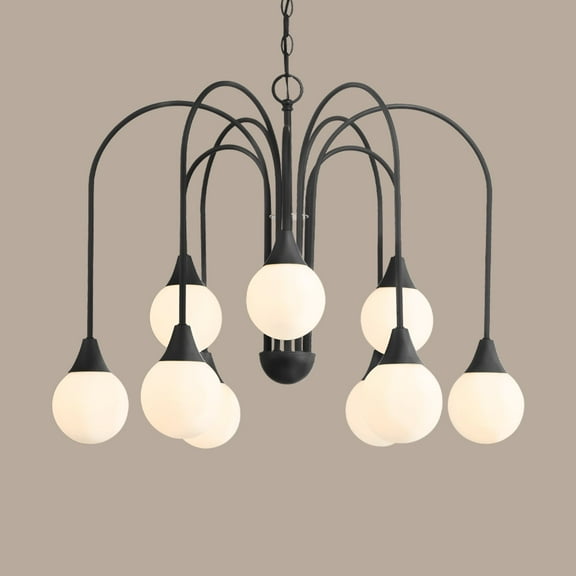 Hunter - Valadon 9-light Matte Black, Large Chandelier, Dimmable, Transitional Style, Sputnik Shaped, for Bedrooms, Dining, Living Rooms - 48199