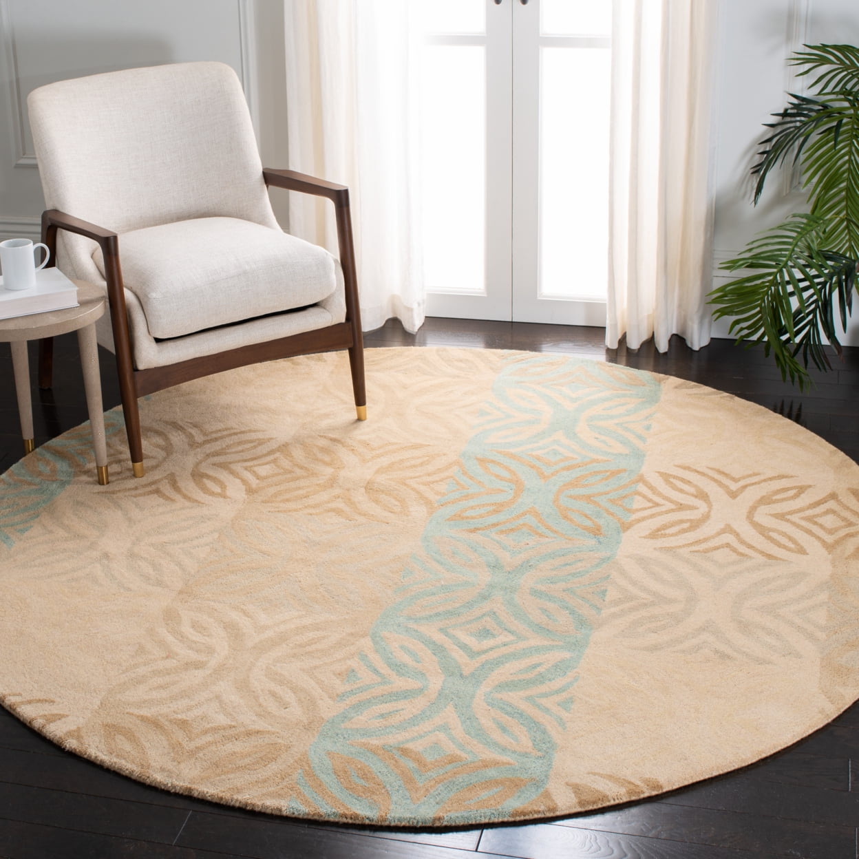 SAFAVIEH Wyndham Jacinth Geometric Area Rug, Beige/Multi, 7' x 7' Square