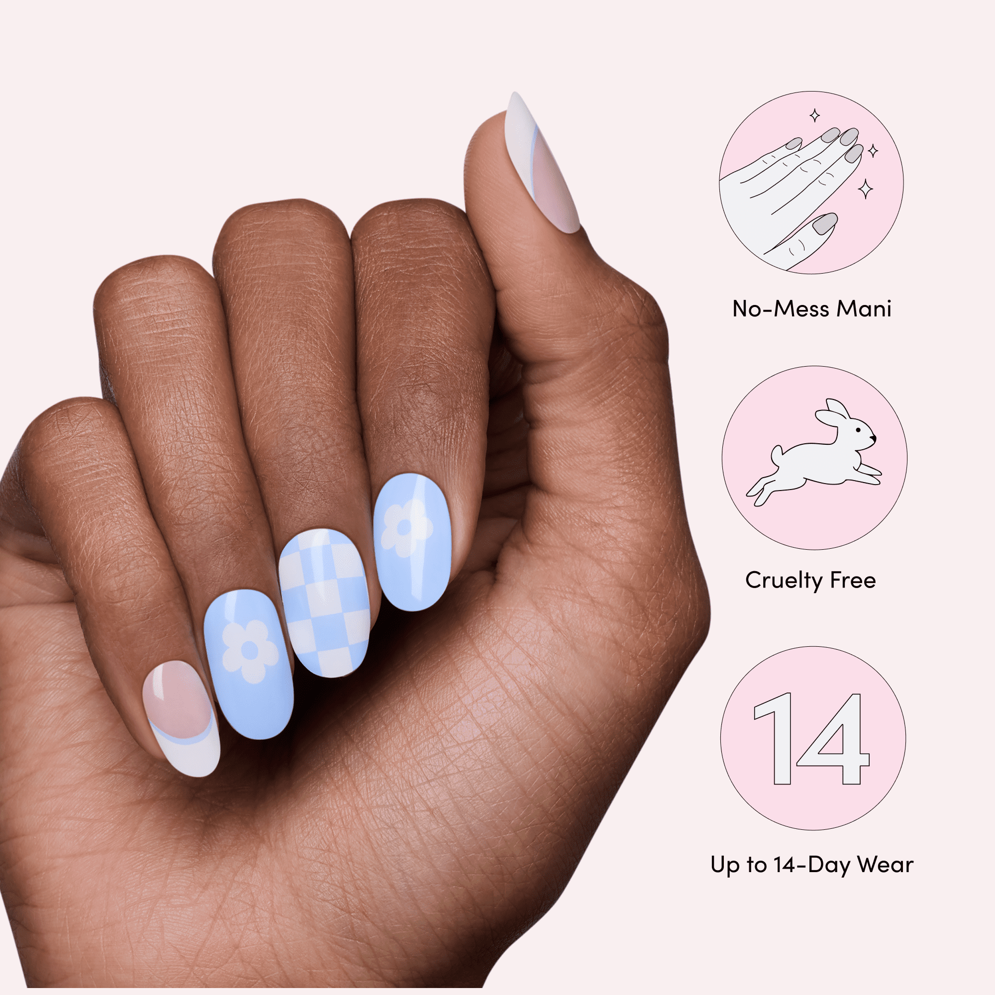 Dashing Diva GLAZE EXTENSIONS Refill Set in Chill Out, Short Round, Semi-Cured Gel Nail Lengthening Strips, Includes 30 Gel Strips (Required LED lamp sold separately)