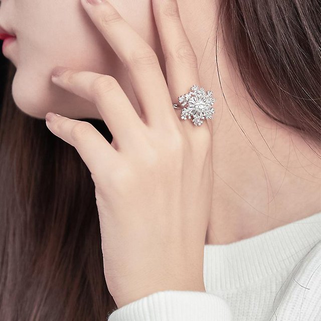 Anillo de copo de nieve giratorio Taian, anillo de giro giratorio, personalidad de moda femenina, anillo de dedo índice ajustable dorado ZefeiWu 8390606579911