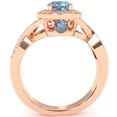 thumbnail image 3 of Three Stone Blue Topaz Diamond Peekaboo Halo Engagement Ring In 14k Rose Gold, 3 of 6