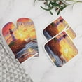 thumbnail image 5 of Ocean Lighthouse Oven Mitt And Pot Holder Set Oven Glove for Kitchen Baking Cooking Grilling, 5 of 6