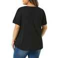 thumbnail image 3 of Agnes Orinda Women's Plus Size Top Crew Neck Short Sleeve t Shirts Flowy Pleated Dressy Casual Tunic Blouses 4X Black, 3 of 6
