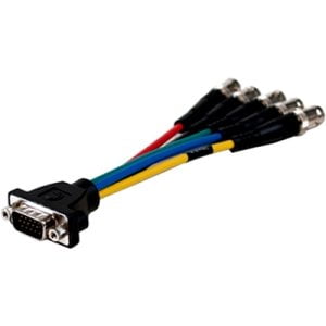 Comprehensive Cable HR Pro Series Low-profile VGA HD 15 Plug to 5 BNC Jacks Cable 6 Inches VGA15PLP-5BJ-6INHR
