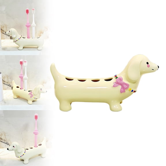 Ceramic Toothbrush Stand with Four Compartments for Organizing Bathroom