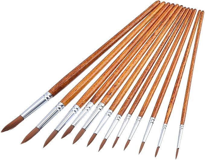 Fameei 12Pcs Experted Paint Brushes Tip Nylon Hair Artist Brushes for