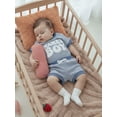thumbnail image 5 of BemeyourBBs Infant Baby Boy Mama's Boy Outfit Newborn Boys Summer Clothes Waffle Knit Stripe Letter Embroidery Short Sleeve Romper Elastic Waist Shorts 2 Piece Set, 5 of 9
