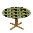 thumbnail image 3 of Nawypu Grey Yellow Fitable Fitted Round Table Cover with Elastic Geometric Vintage 60s Home Pattern Elastic Edge Waterproof Table Cover Table Cloth for Round Table  Tables, 3 of 7