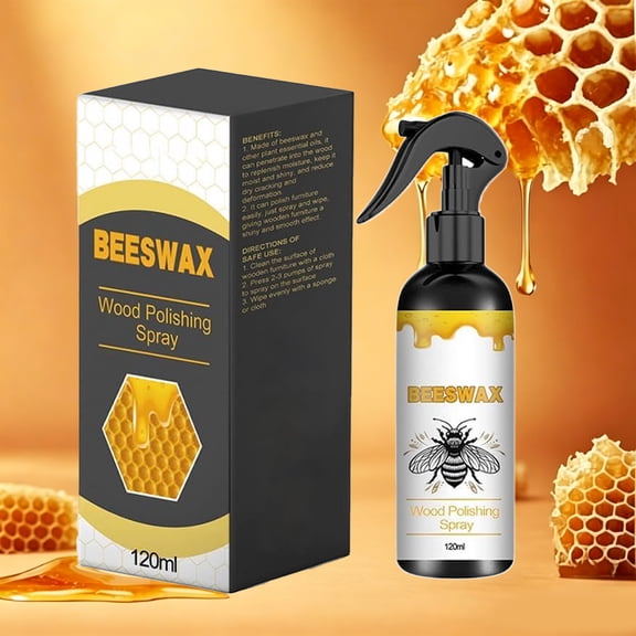 Beeswax Wood Polish, Bees Wax Furniture Polish and Cleaner Spray, Natural Essential Oil Wax Restorer for Wood Floors Furniture 120ML(1PCS)
