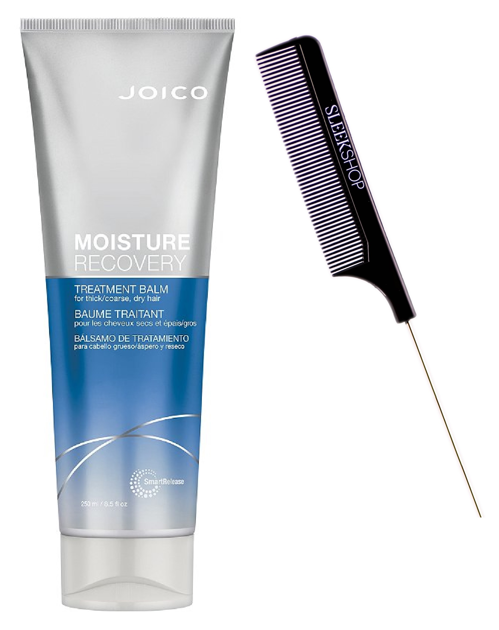 Joico Moisture Recovery Treatment Balm for Thick/Coarse, Dry Hair (Newest & Latest Packaging) Mask Masque w/ Sleek Steel Pin Rat Tail Comb (8.5 oz / 250 ml - TUBE SIZE) - image 1 of 1