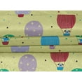 thumbnail image 5 of oneOone Velvet Medium Yellow Fabric Hot Air Balloon,Clouds & Rocket Transport Dress Material Fabric Print Fabric By The Yard 58 Inch Wide, 5 of 7