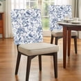 thumbnail image 4 of Blue Botanical Chair Back Covers, Removable Chair Covers for Dining Chairs Set of 4, Washable Chairs Slipcovers Back Seat Protector for Wedding Party 19"x20", 4 of 9