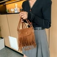 thumbnail image 2 of Fringe Design Messenger Bag with Adjustable Strap Everyday Shoulder Bag Trendy Leather Shoulder Bag Tassel Solid Color Versatile, 2 of 5