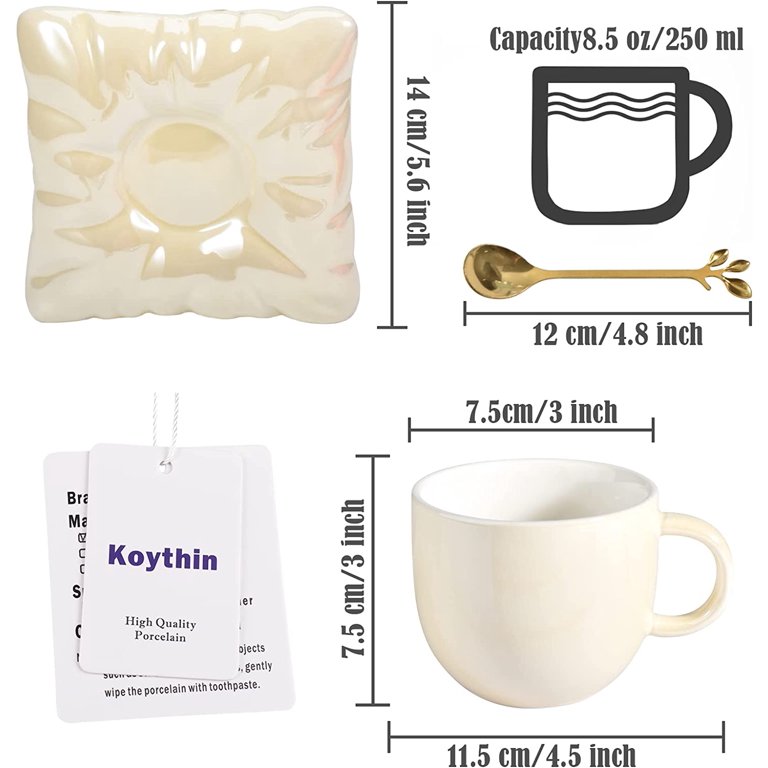 Ceramic Coffee Mug with Pillow Coaster Creative Cute Cup and Saucer Set for  Office and Home Breakfast Drinking Latte Tea Cup